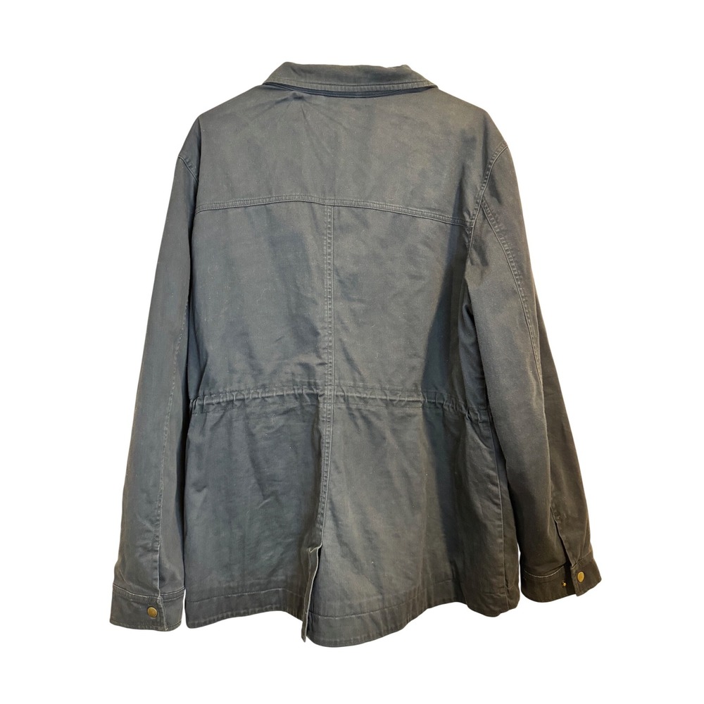 VTG LL Bean Navy Blue Plaid Lined Utility Field Jacket XL  Womens Chore Coat - Picture 3 of 8